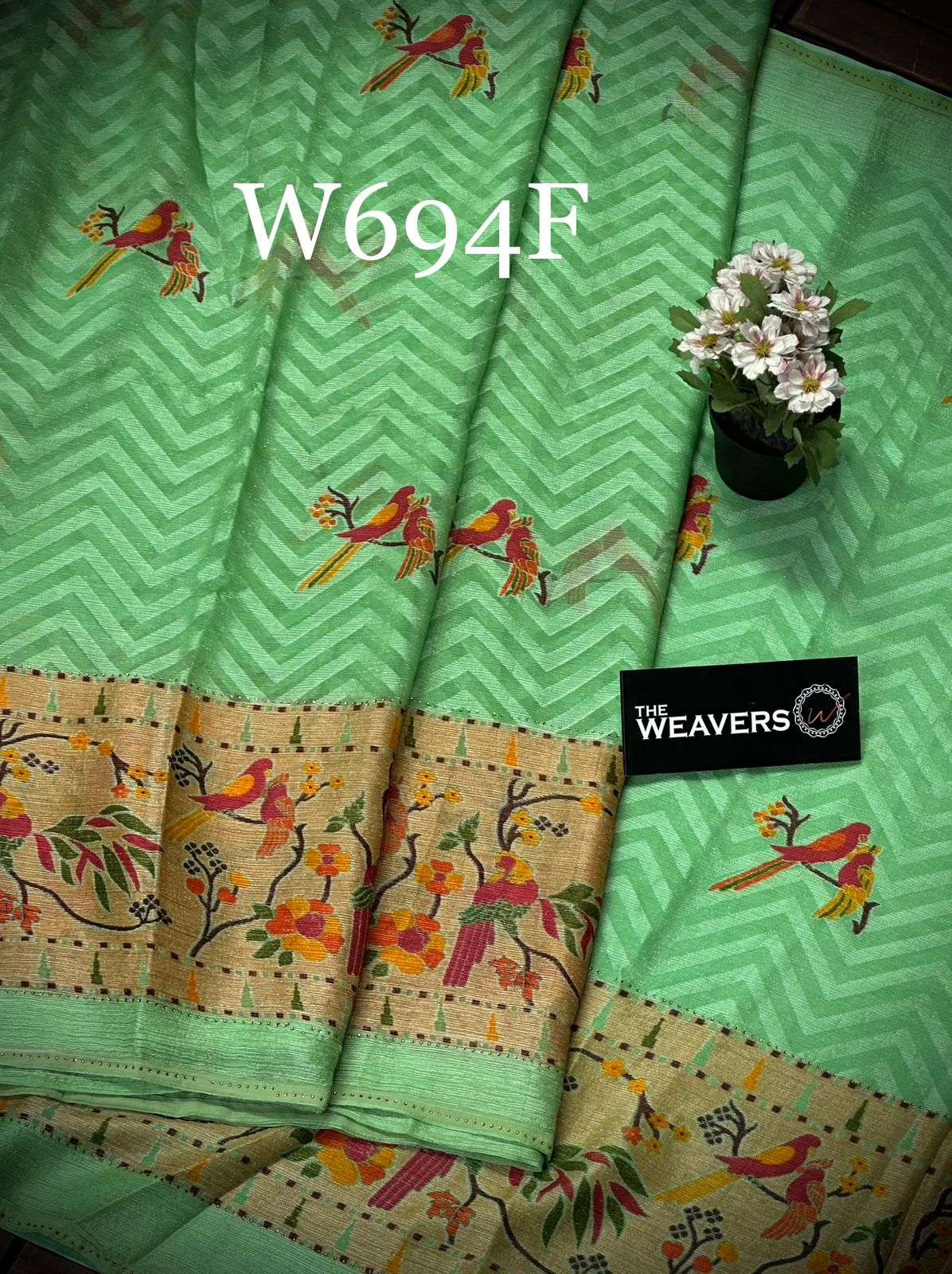 Allover Brasso Weaving PRINT WITH LIGHT WEIGHT CHIFFON SAREE...