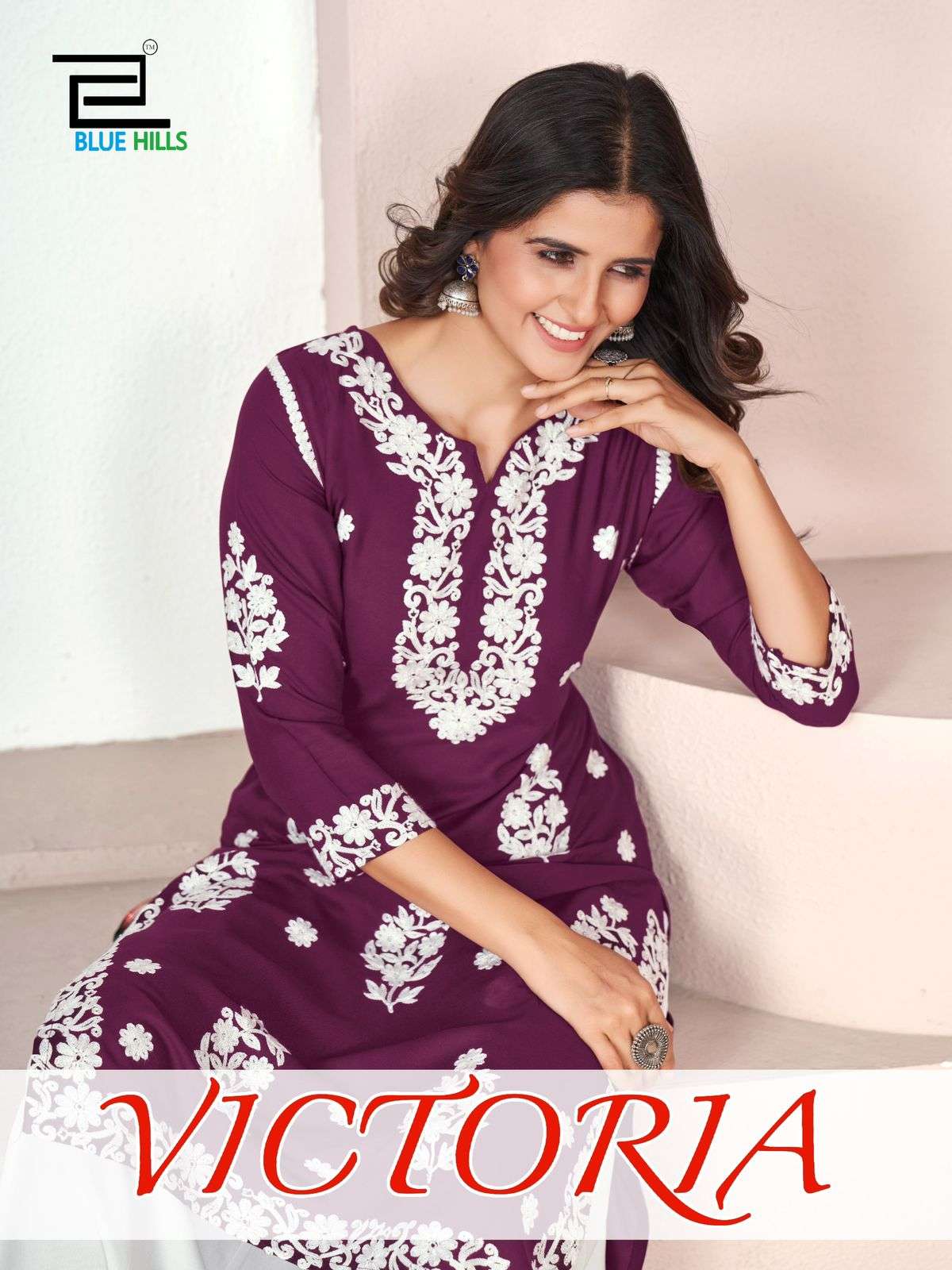 BLUE HILLS VICTORIA RAYON FANCY LOOK KURTI SUPPLIER IN SURAT