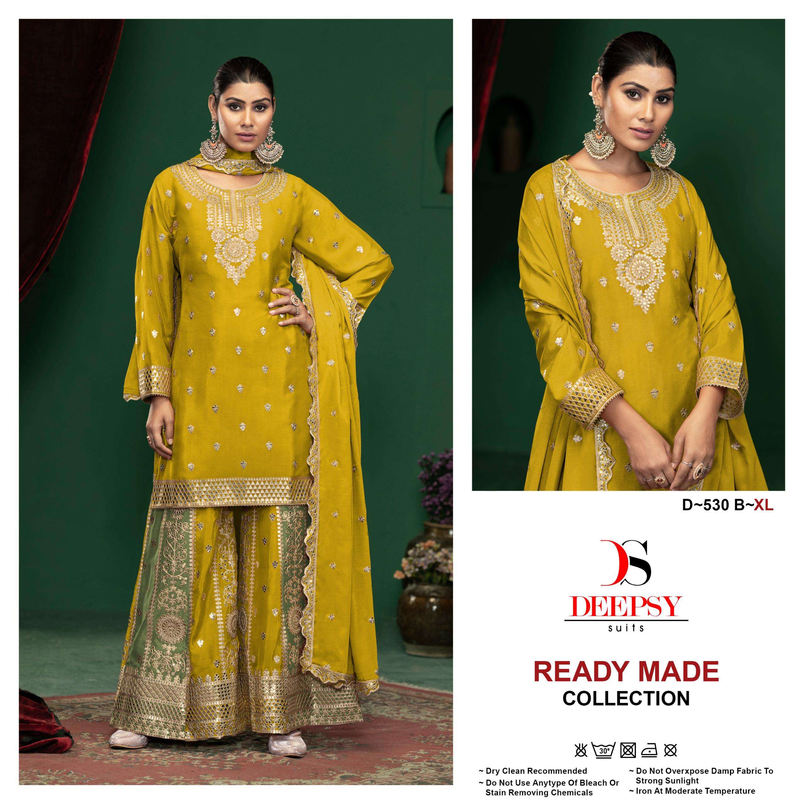 DEEPSY SUITS 530 CHINON SILK EMBROIDERY WORK READYMADE PLAZZ...