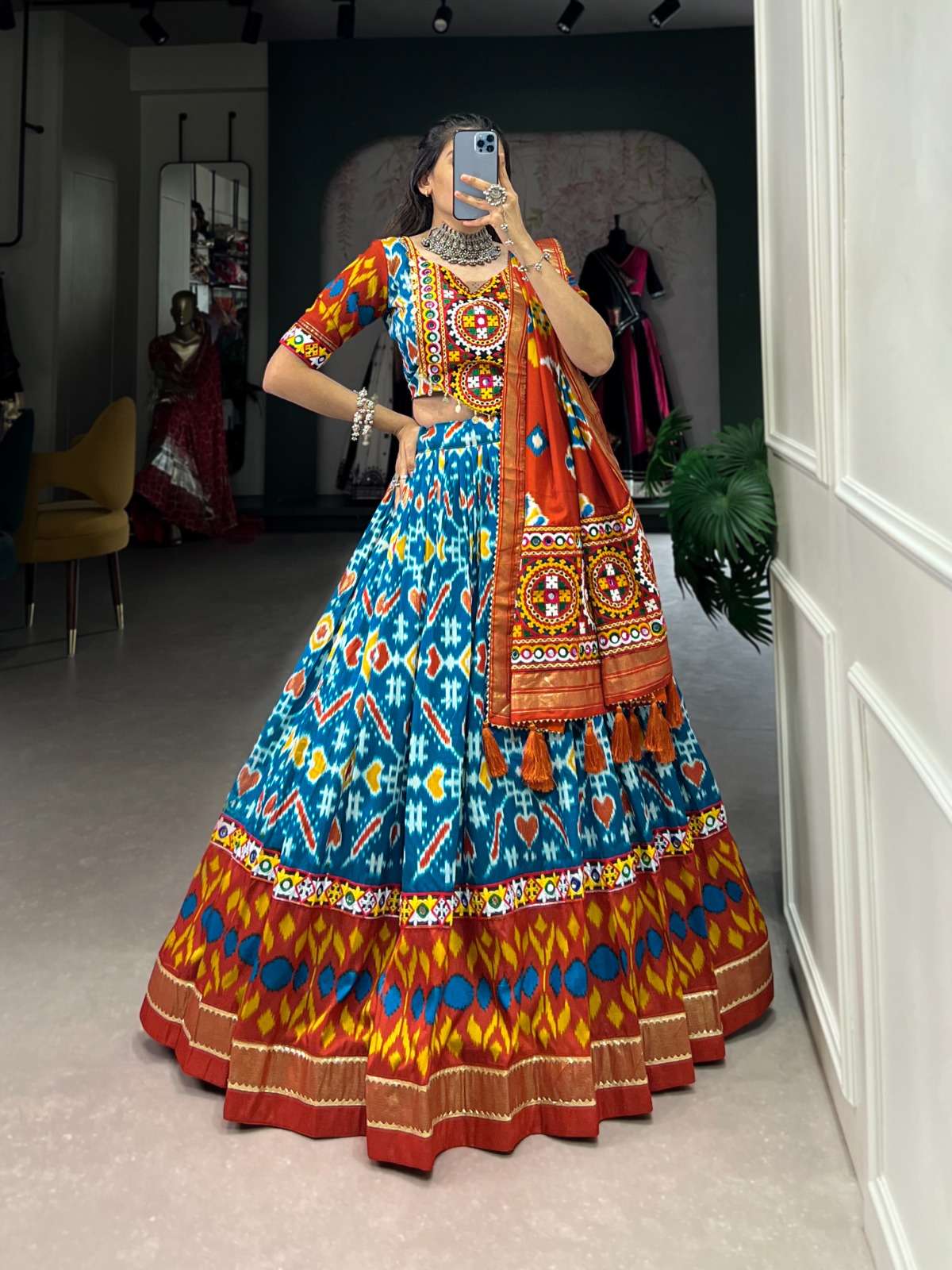 DIGITAL PATOLA PRINTED READYMADE NAVRATRI SPECIAL LEHENGA CH...