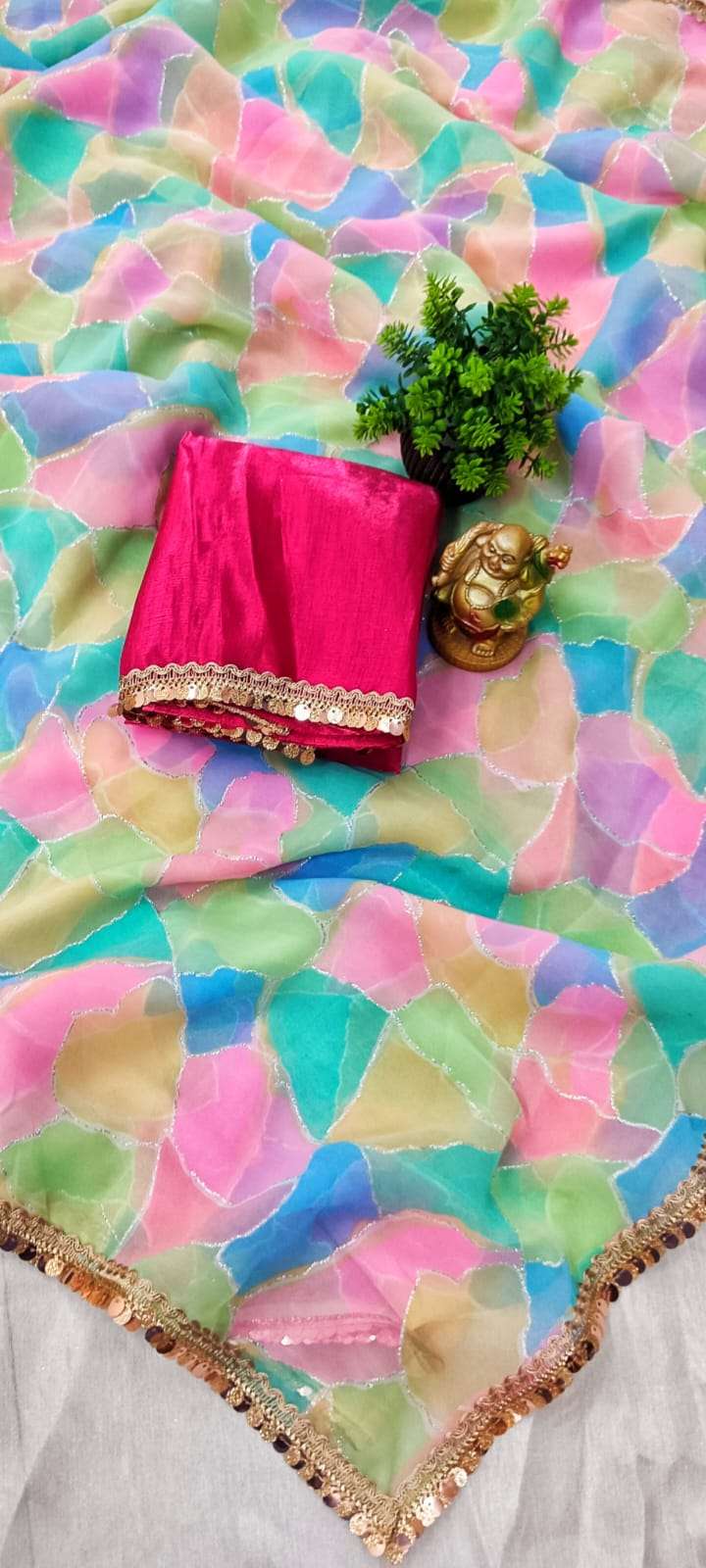 MULTI COLOUR GEORGETTE WITH FOIL PRINTED FANCY SAREE