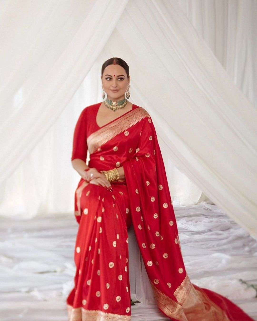 SONAKSHI WEDDING WEAR SOFT RED SHADES RICH LOOK SAREE SUPPLI...