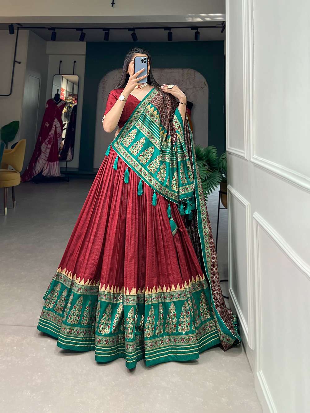 TUSSER SILK PRINTED FESTIVAL SPECIAL LEHENGA CHOLI SUPPLIER