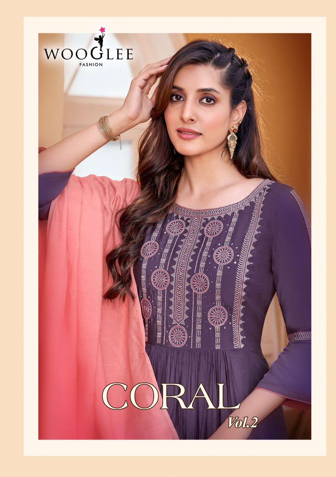 WOOGLEE CORAL VOL 2 RAYON FABRICS TRADITIONAL READYMADE SUIT...