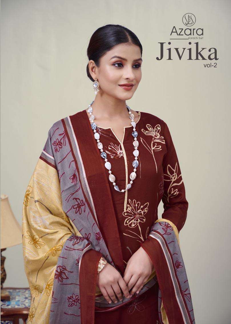 AZARA JIVIKA VOL 2 JAM COTTON PRINTED FANCY LOOK DRESS MATER...