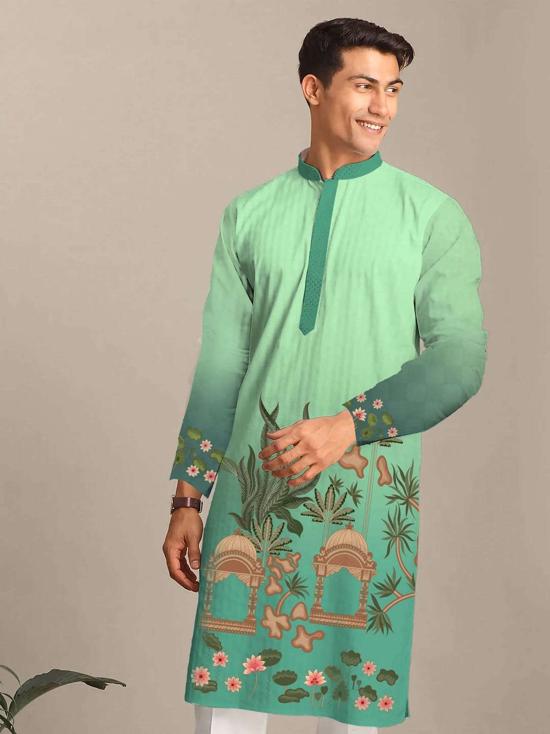 Beautiful printed Rayon mens kurta for festivals season