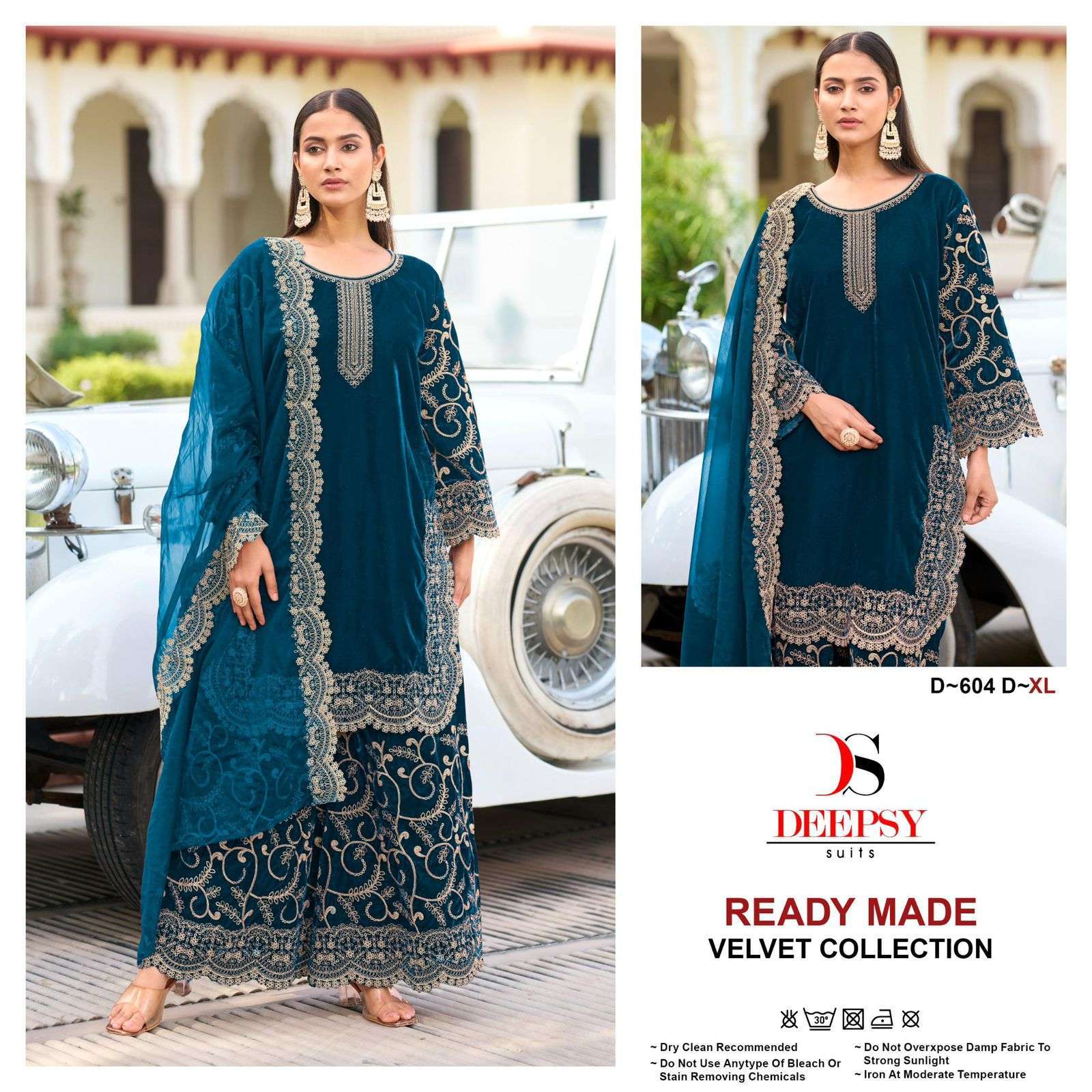 DEEPSY SUITS 604 COLOUR SERIES VELVET EMBROIDERY WORK READY ...