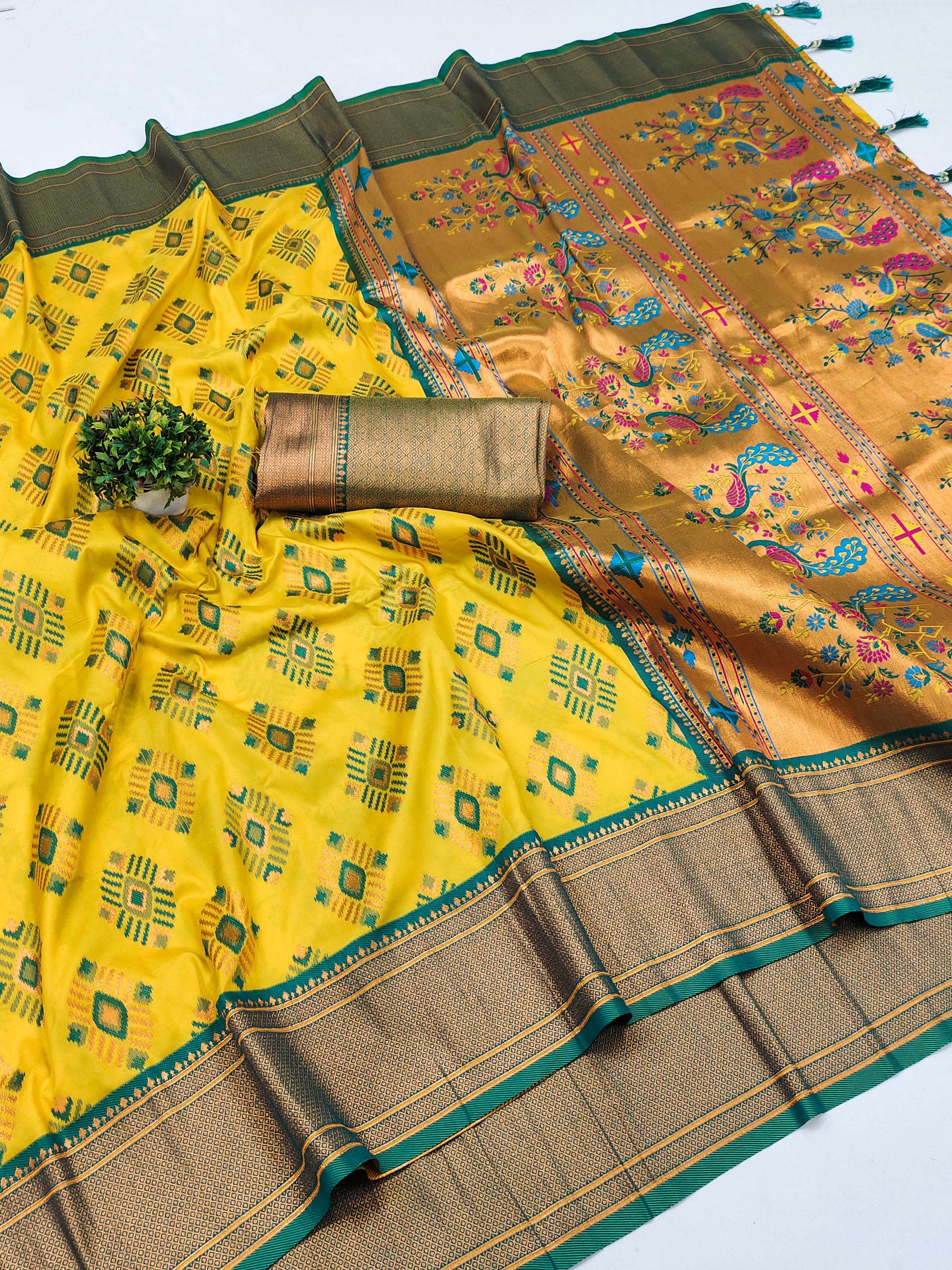 Ethani silk saree with zari weawing design and Meenakari  we...