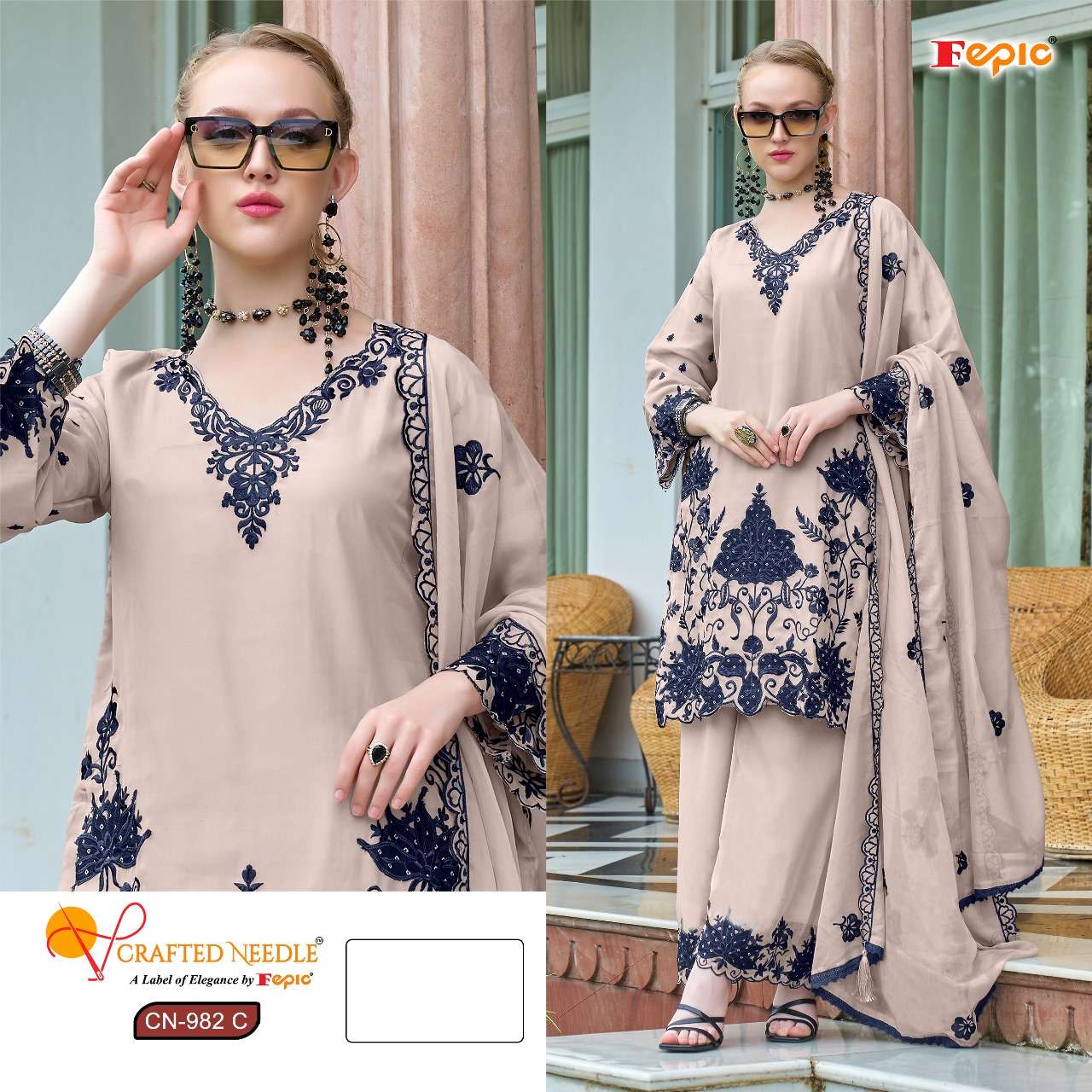 FEPIC CN982 ORGANZA EMBROIDERY WORK READYMADE PAKISTANI SUIT...