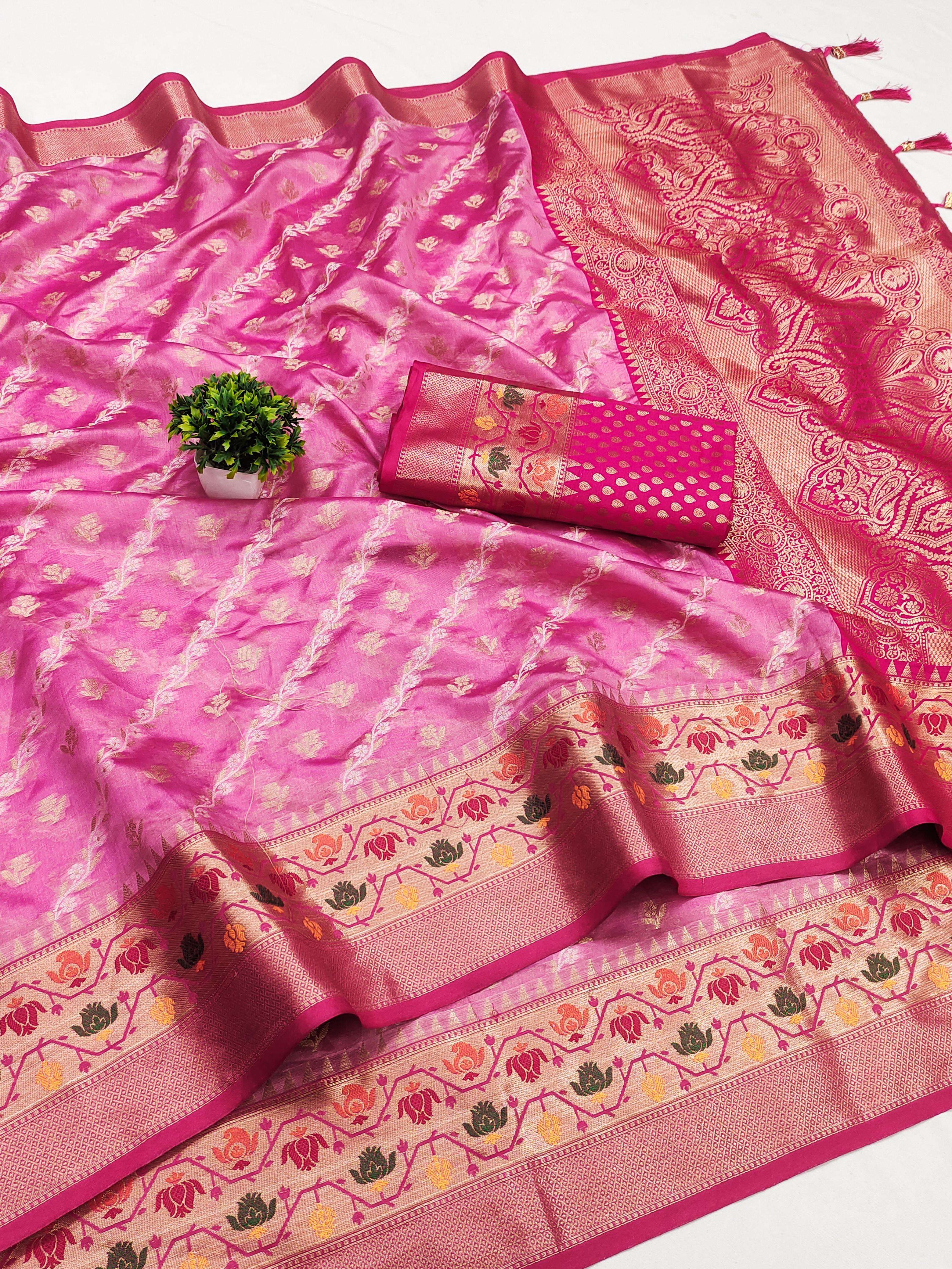 FESTIVAL SPECIAL ORGANZA SILK WITH WEAVING DESIGN SAREE SUPP...