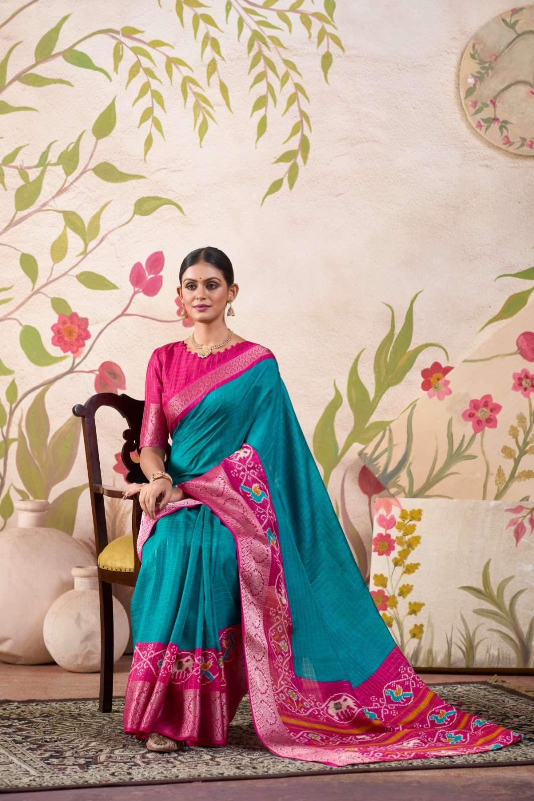 FESTIVAL SPECIAL TUSSER SILK PATOLA PRINTED BORDER SAREE SUP...