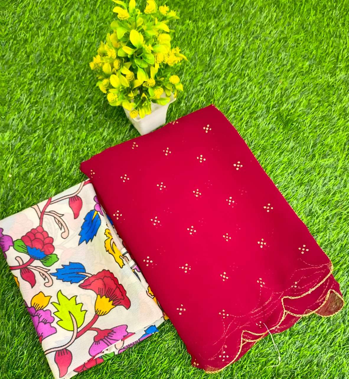 GEORGETTE FABRICS WITH FANCY PRINTED BLOUSE SAREE SUPPLIER I...