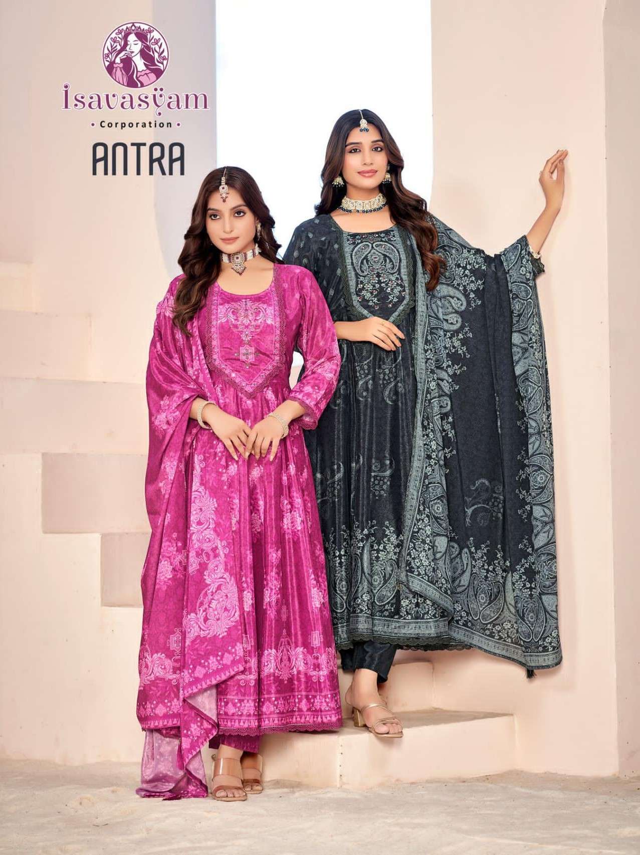 ISAVASYAM CORPORATION ANTRA ANARKALI STYLE DESIGNER SUITS DE...