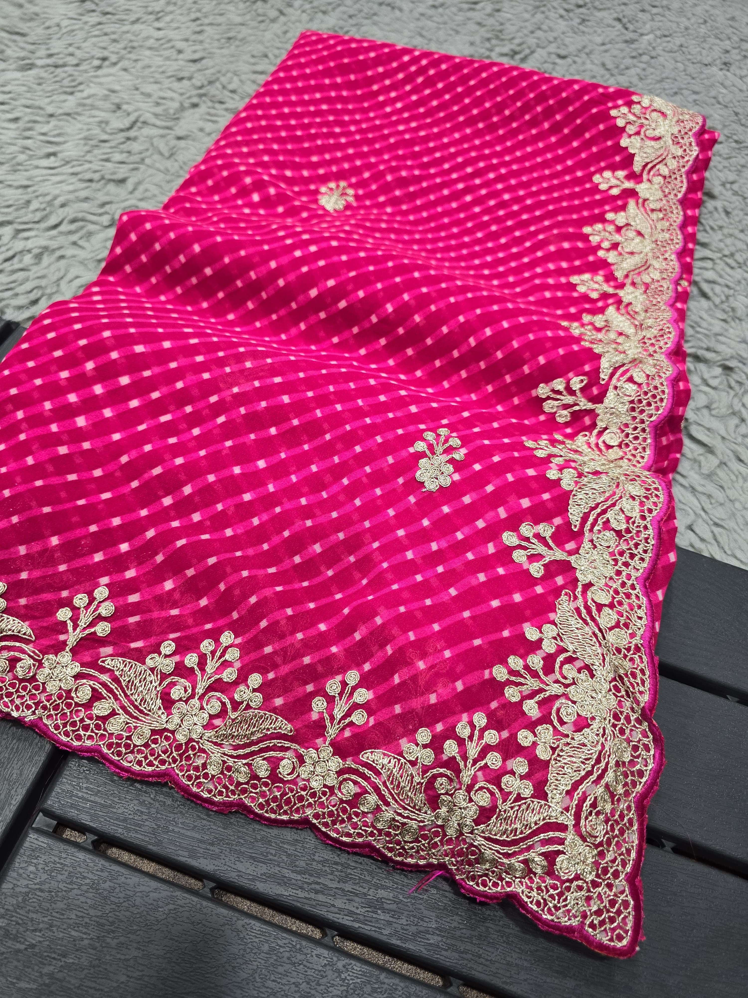 PINK SHADES GEORGETTE FABRICS WITH GOTA PATTI BORDER SAREE S...