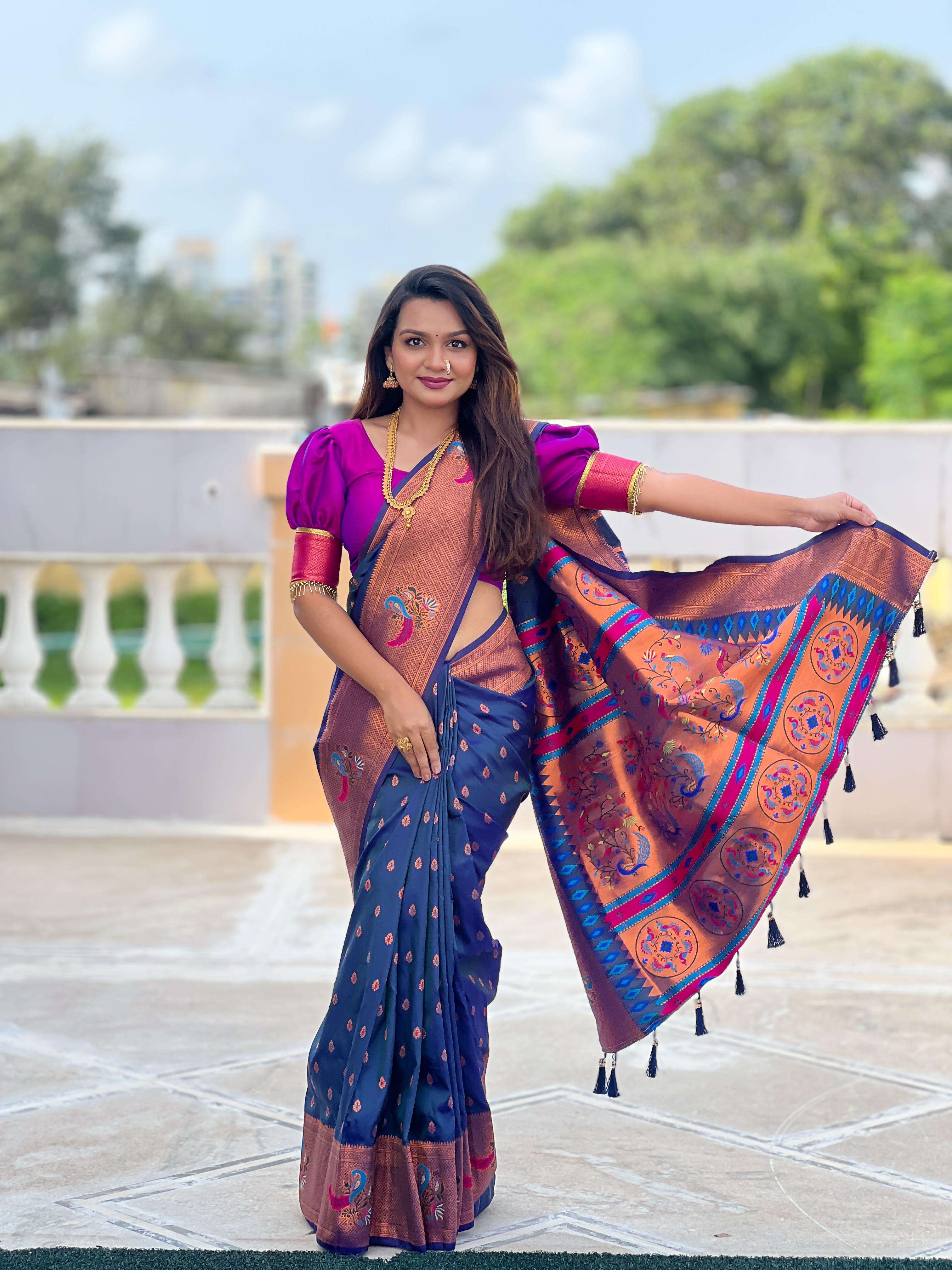 ROYAL LOOK PAITHANI DESIGN BANARASI SOFT SILK SAREE SUPPLIER...