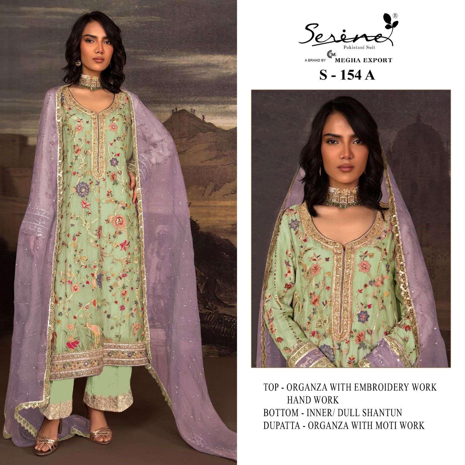 SERINE 154 ORGANZA EMBROIDERY WORK PAKISTANI SUITS SUPPLIER ...