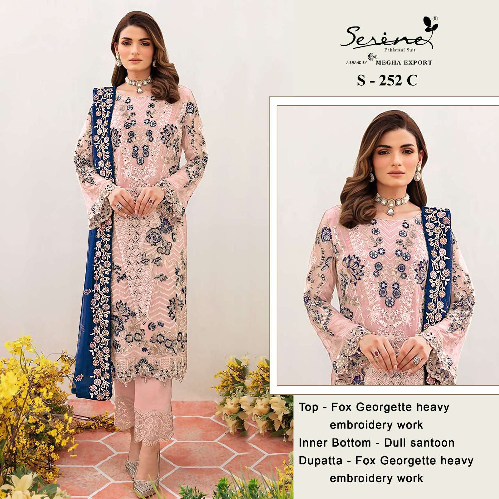 SERINE 252 GEORGETTE WITH EMBROIDERY WORK PAKISTANI SUITS SU...