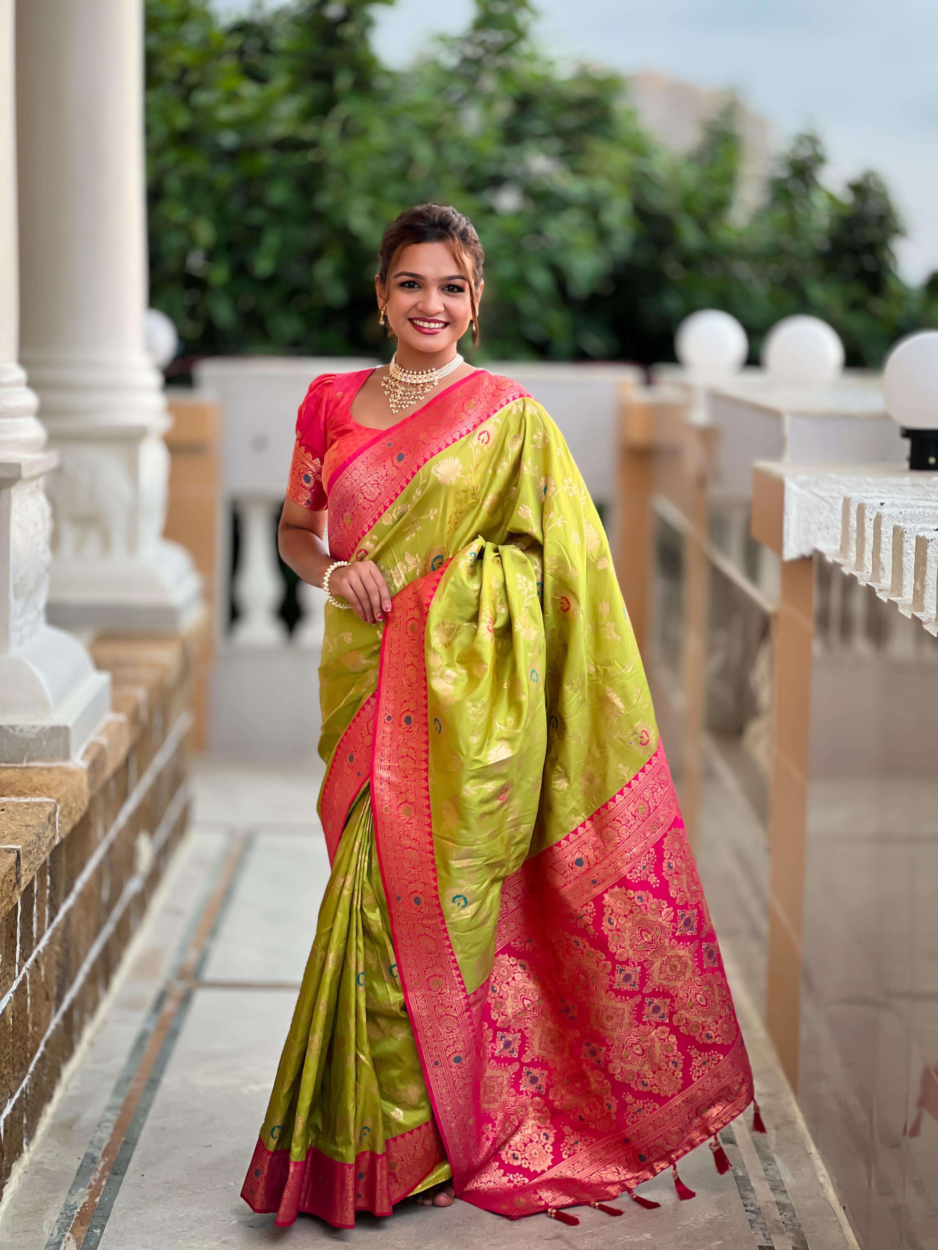 Soft Banarasi silk saree with zari weaving SAREE SUPPLIER IN...