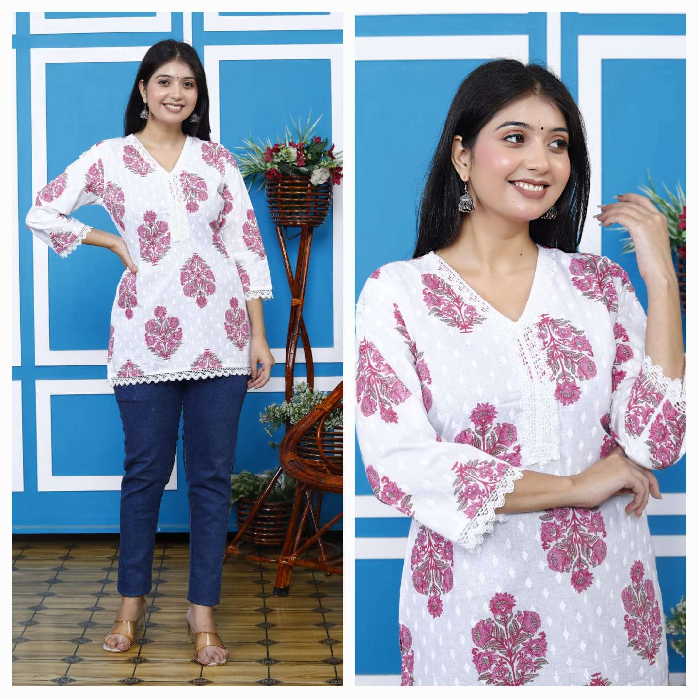 Cotton printed fancy short kurti supplier