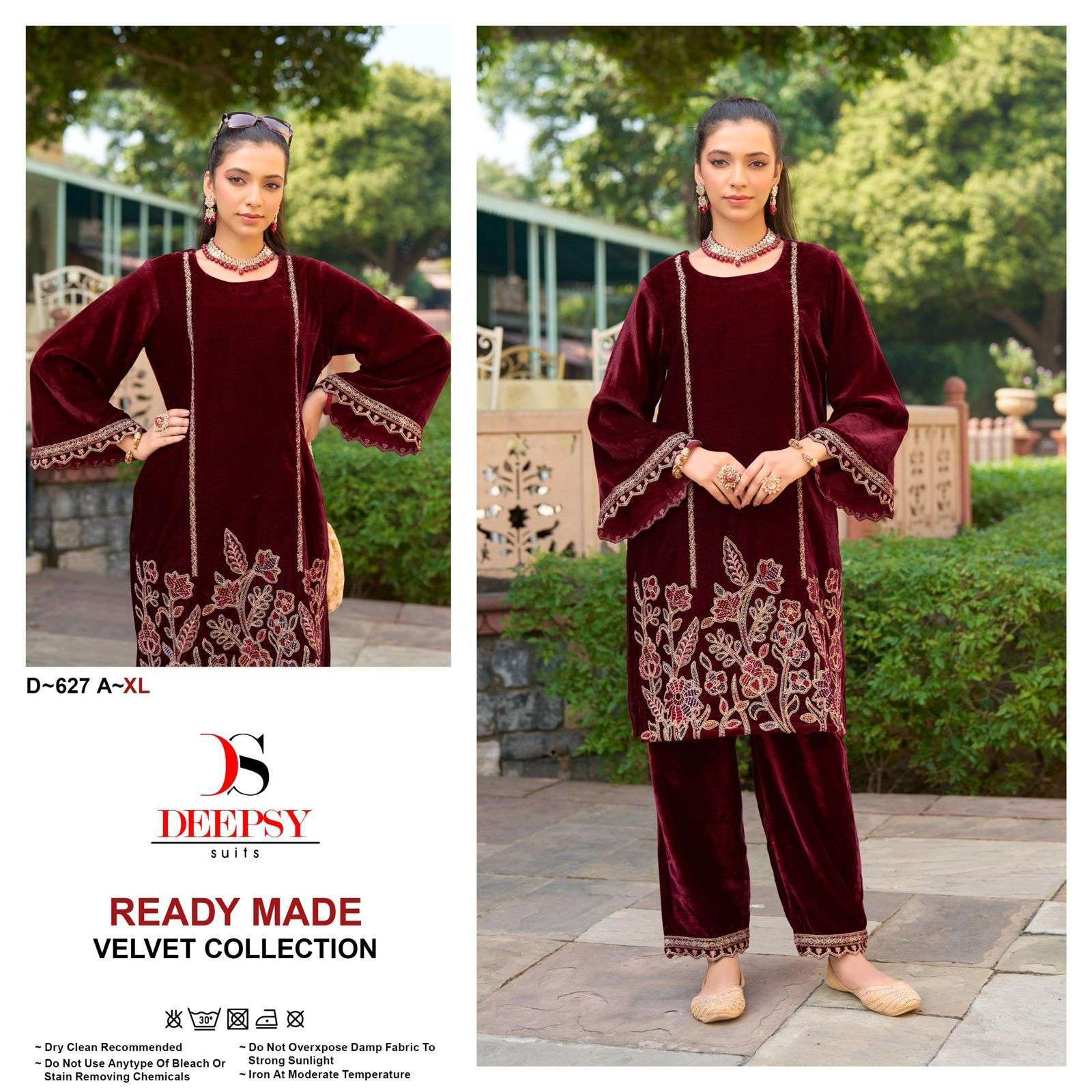 Deepsy Suits 627 Colour Series Velvet Designer EMbroidery Wo...