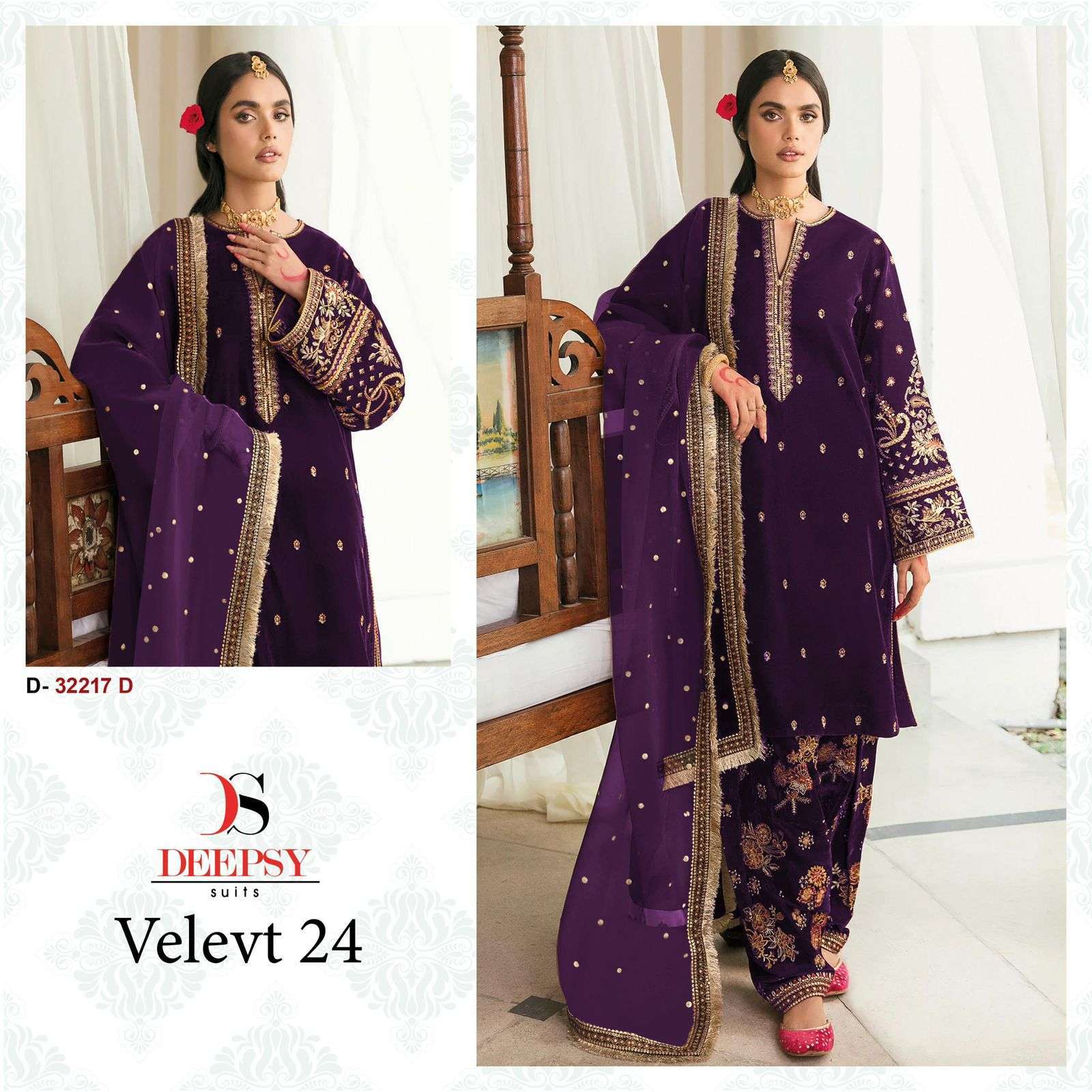 DEEPSY VELVET 24 D 32217 COLORS PANJABI DESIGNER VELVET SUIT...