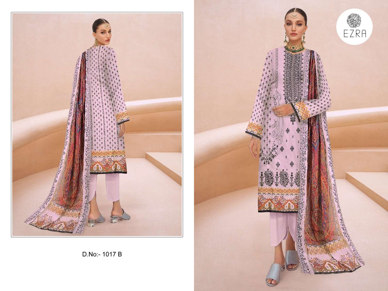 EZRA HITS DESIGN 1017 AB PAKISTANI COTTON EMBRODERY MATERIAL...