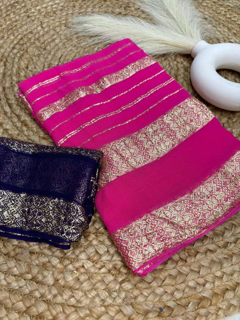 Georgette with Weaving Design Party Wear Saree Supplier in S...