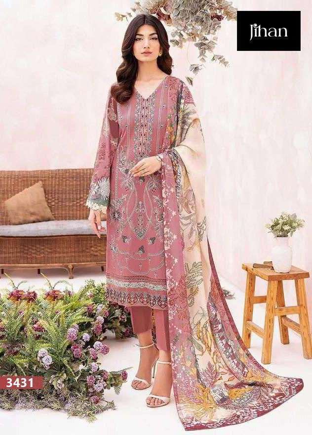 JIHAN CHEVRON 3431 & 3433 COLOR PAKISTANI  COTTON SUIT MATER...