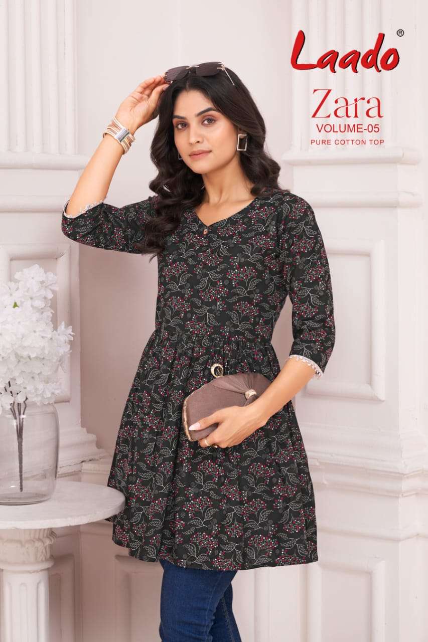 Laado Zara Vol 5 Cotton Printed Short Fancy Kurti Supplier i...