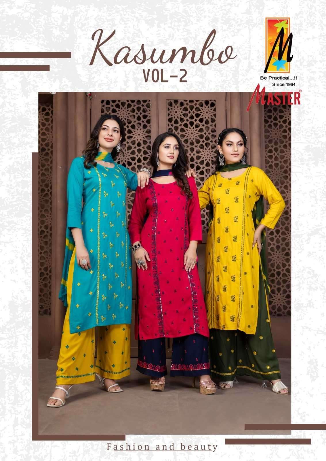 Master Kasumbo Vol 2 Rayon Printed Fancy Look Readymade Suit...