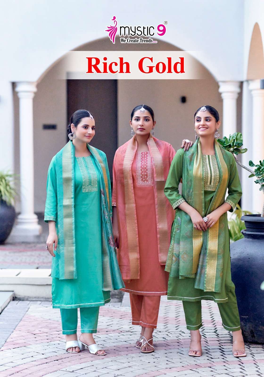 Mystic 9 Rich Gold Vol 3 Designer Look readymade suits suppl...