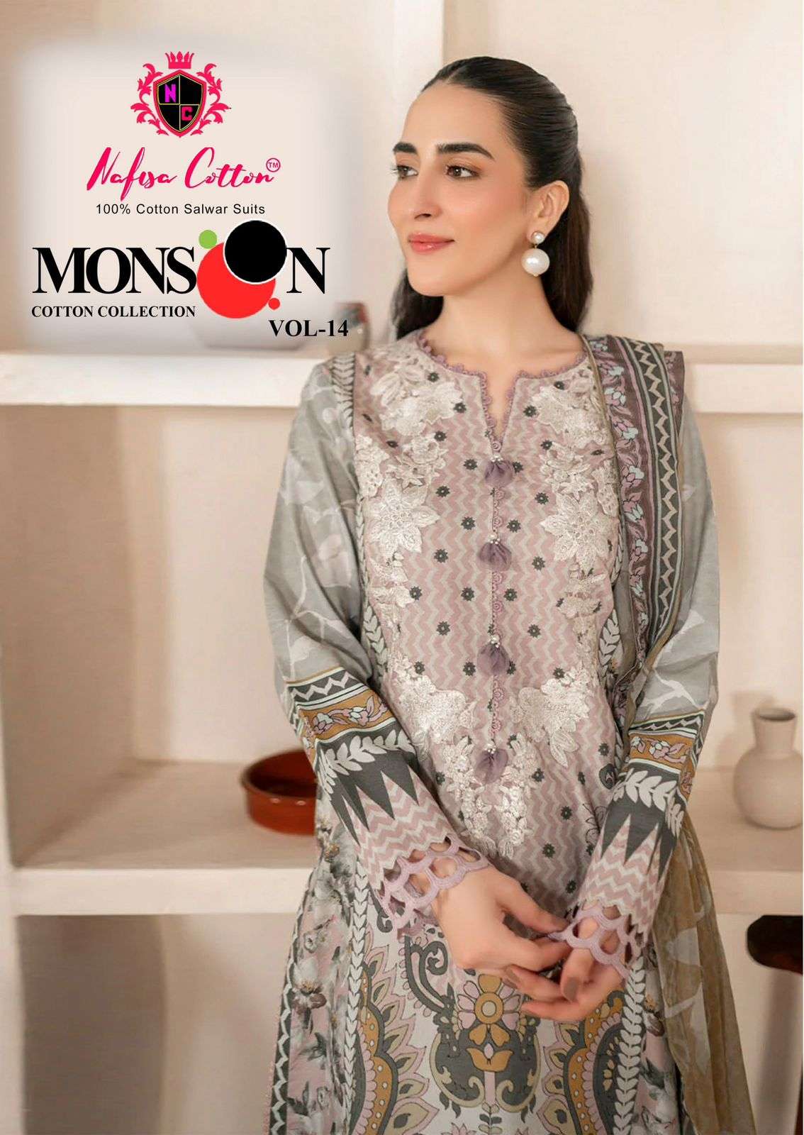 Nafisa Monsoon Vol 14 Cotton printed Karachi Pakistani Suits...