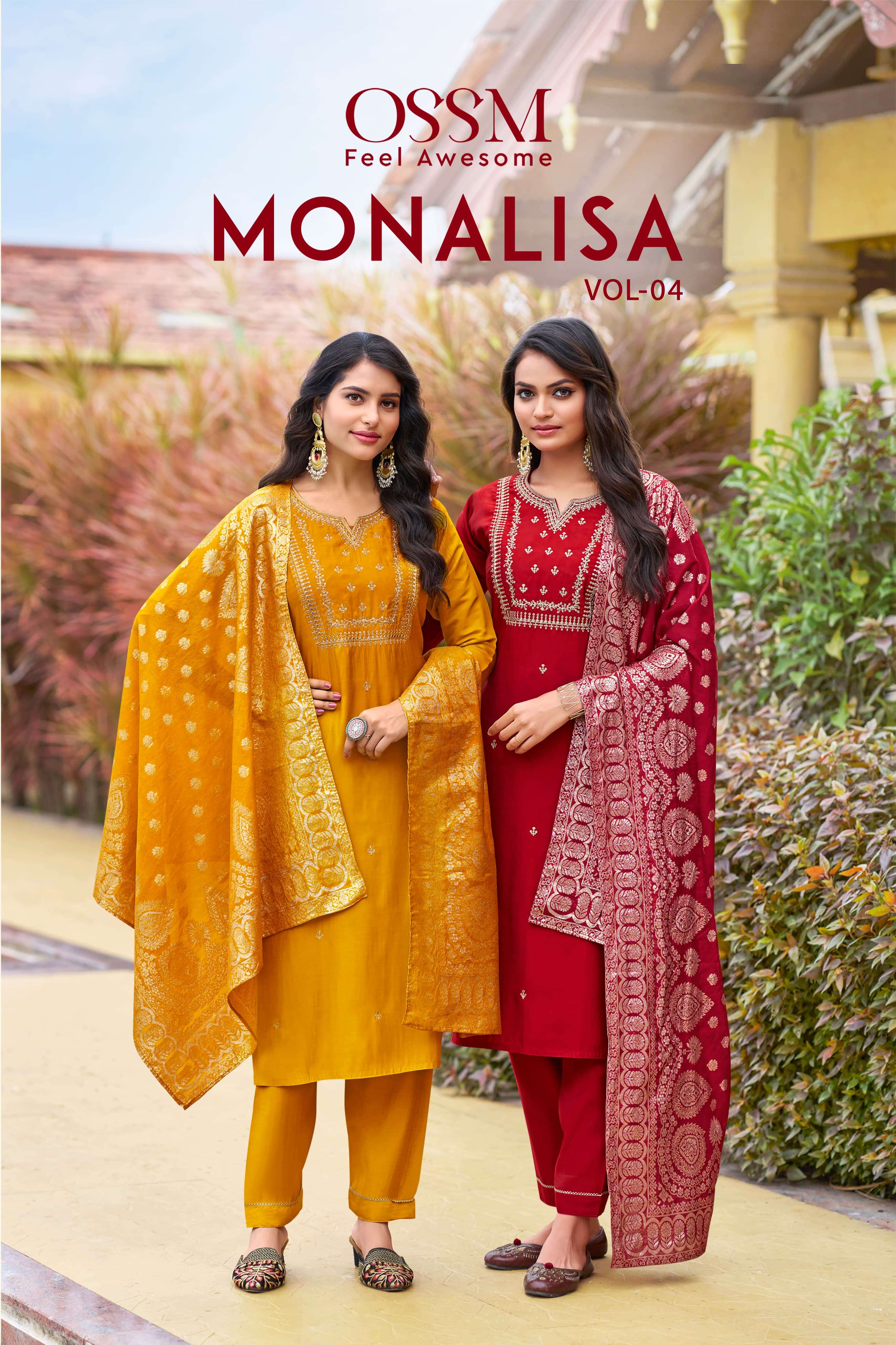 OSSM MONALISA VOL 4 RAYON SLUB DESIGN READY MADE SUIT SUPPLI...