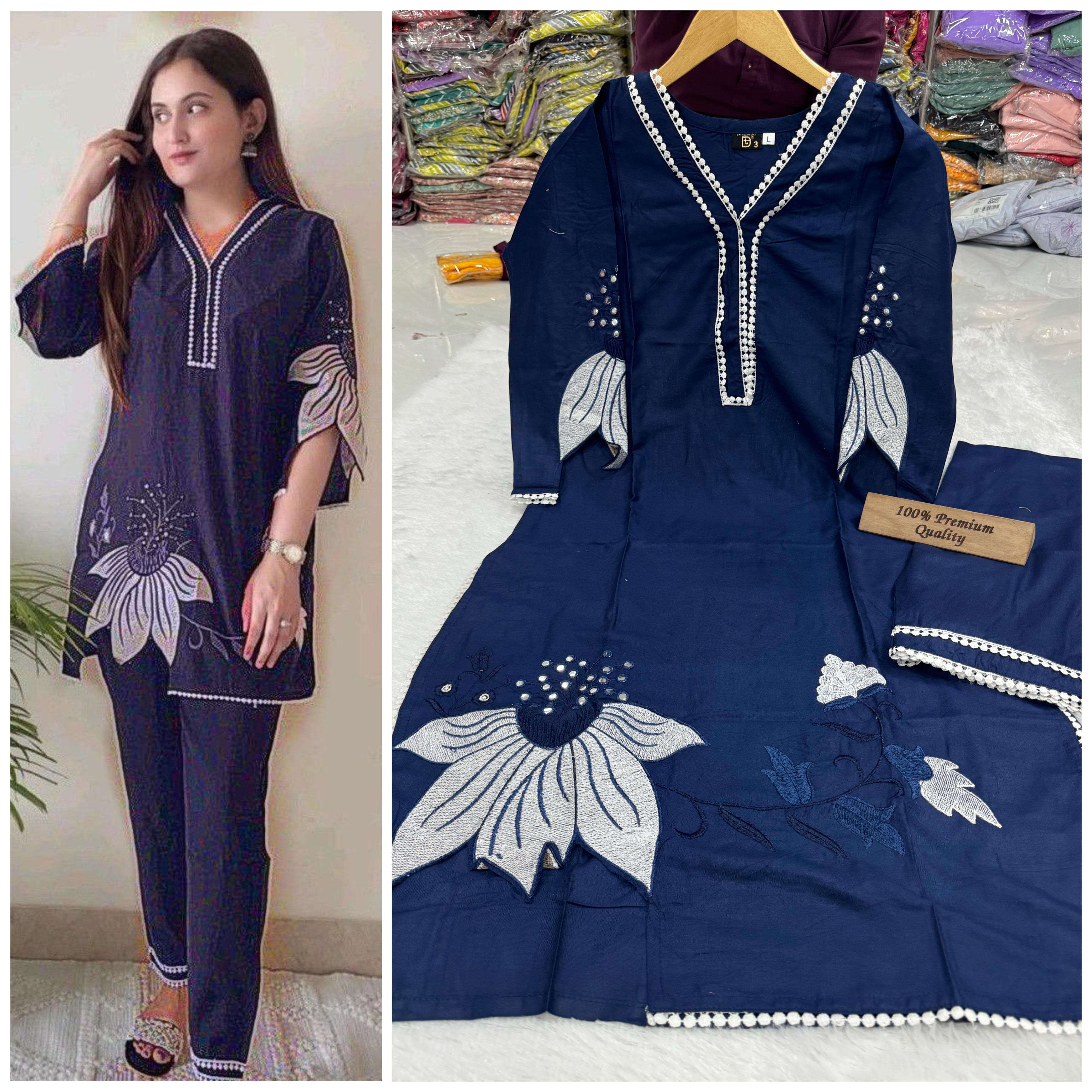 Rayon  kurtis with pants coord set style 