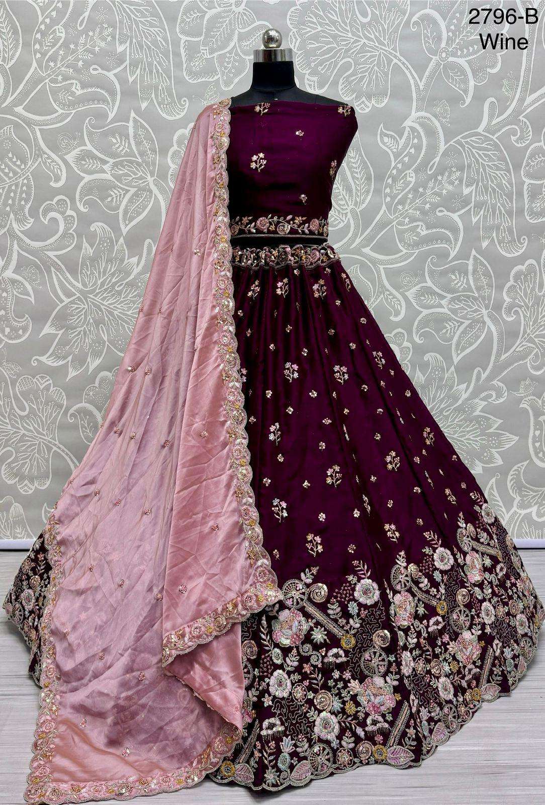 Satin Silk with Heavy Embroidery Work designer lehenga choli...