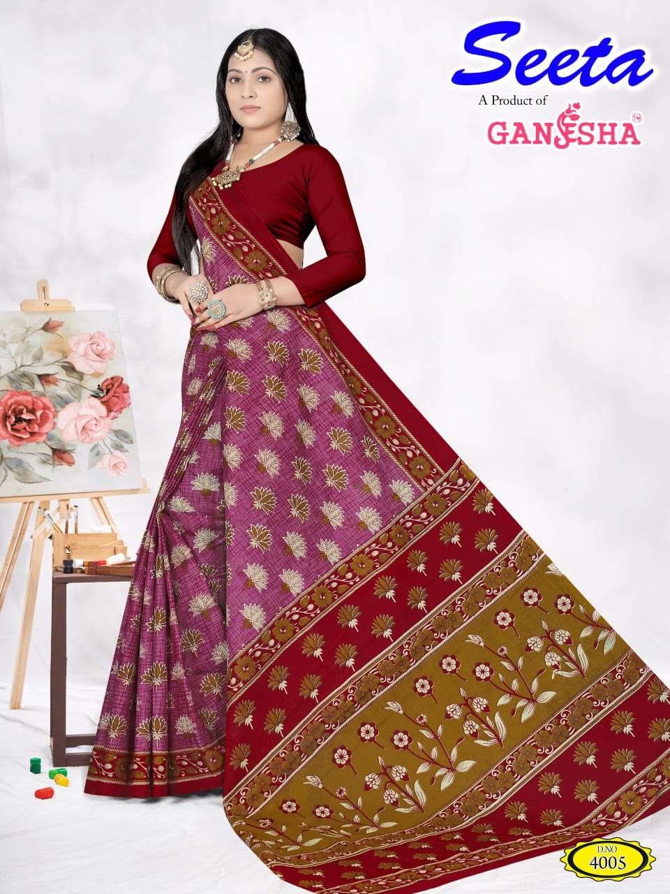 SEETA GANESHA VOL 4 COTTON DESIGNER PARTY WEAR SAREES SUPPLI...