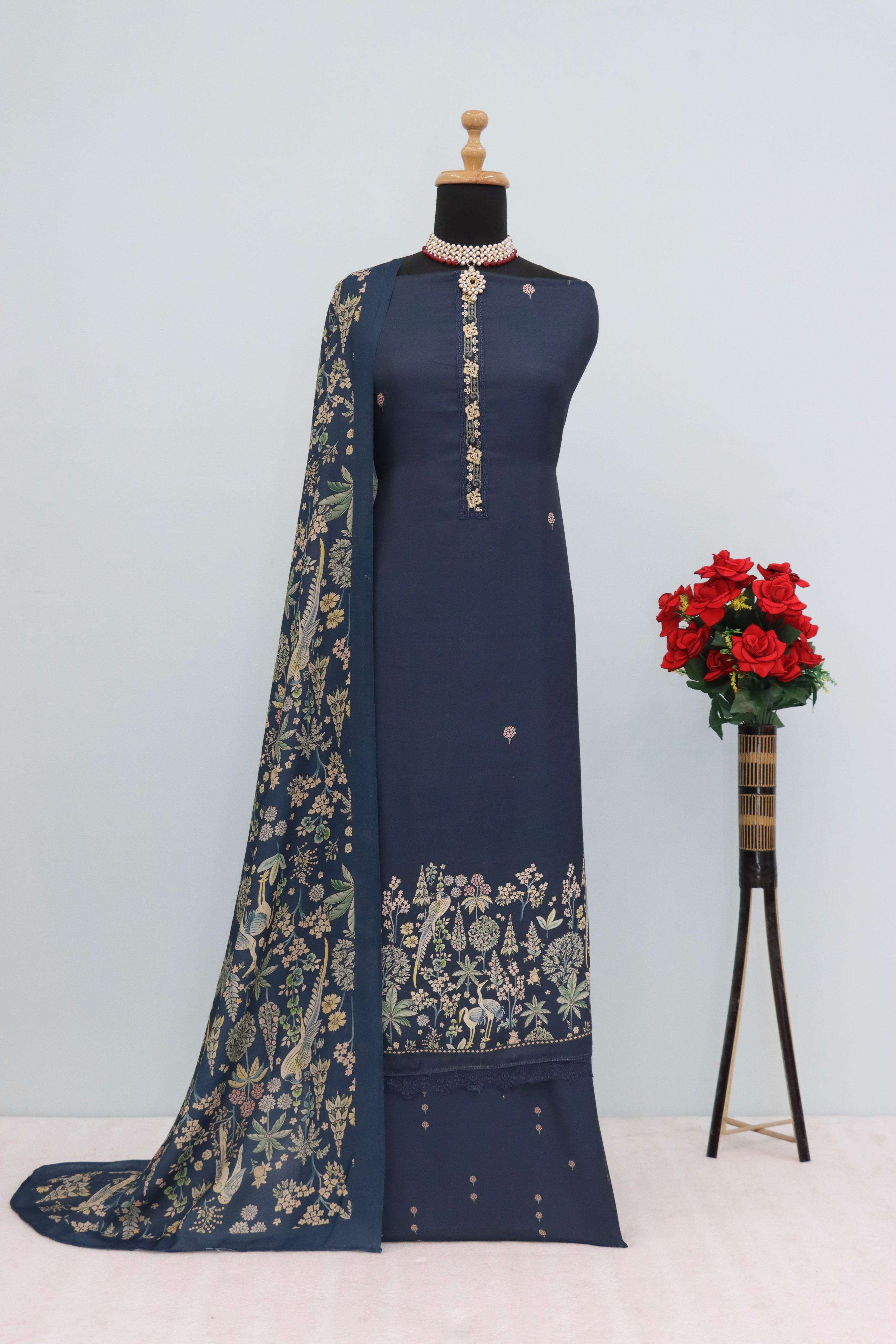 SHUROOQ WINTER COLLECTION VISCOSE PASHMINA SALWAR KAMEEZ MAT...