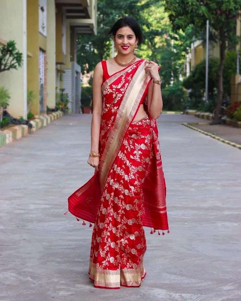 Wedding special red shades Soft Lichi Silk Saree Supplier in...