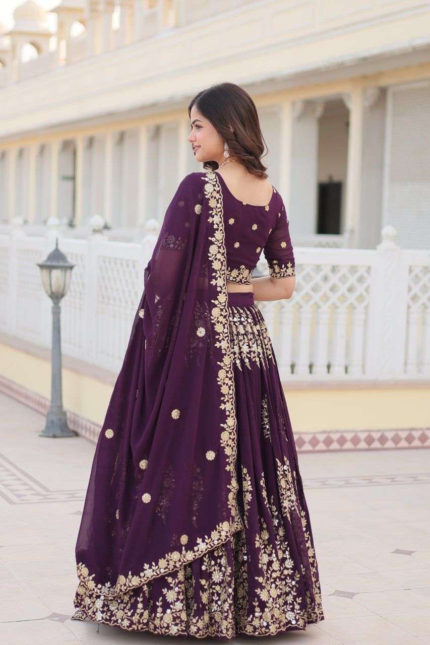 Wine Shades Georgette Fabrics Designer Lehenga choli Single ...