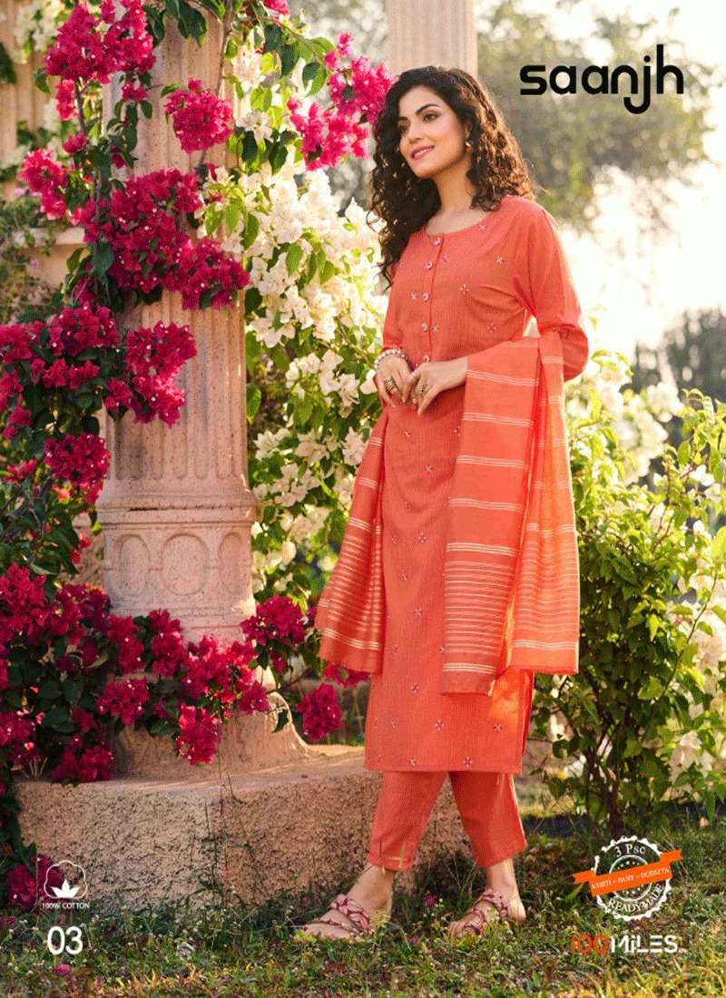 100 MILES SAANJH COTTON PRETTY LOOK SUIT READY DEALER IN SUR...