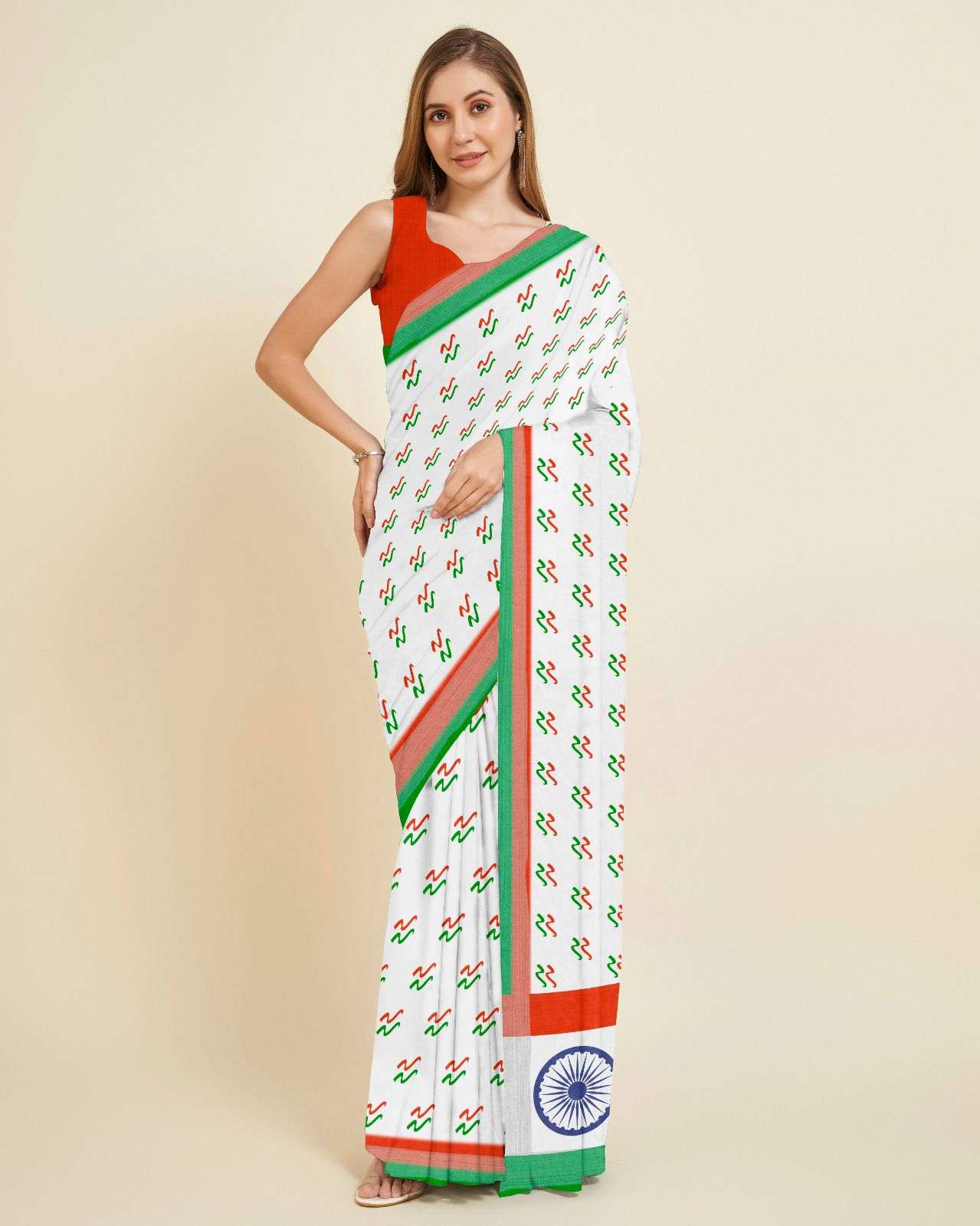 26 January special linen fabric flag printed saree supplier ...