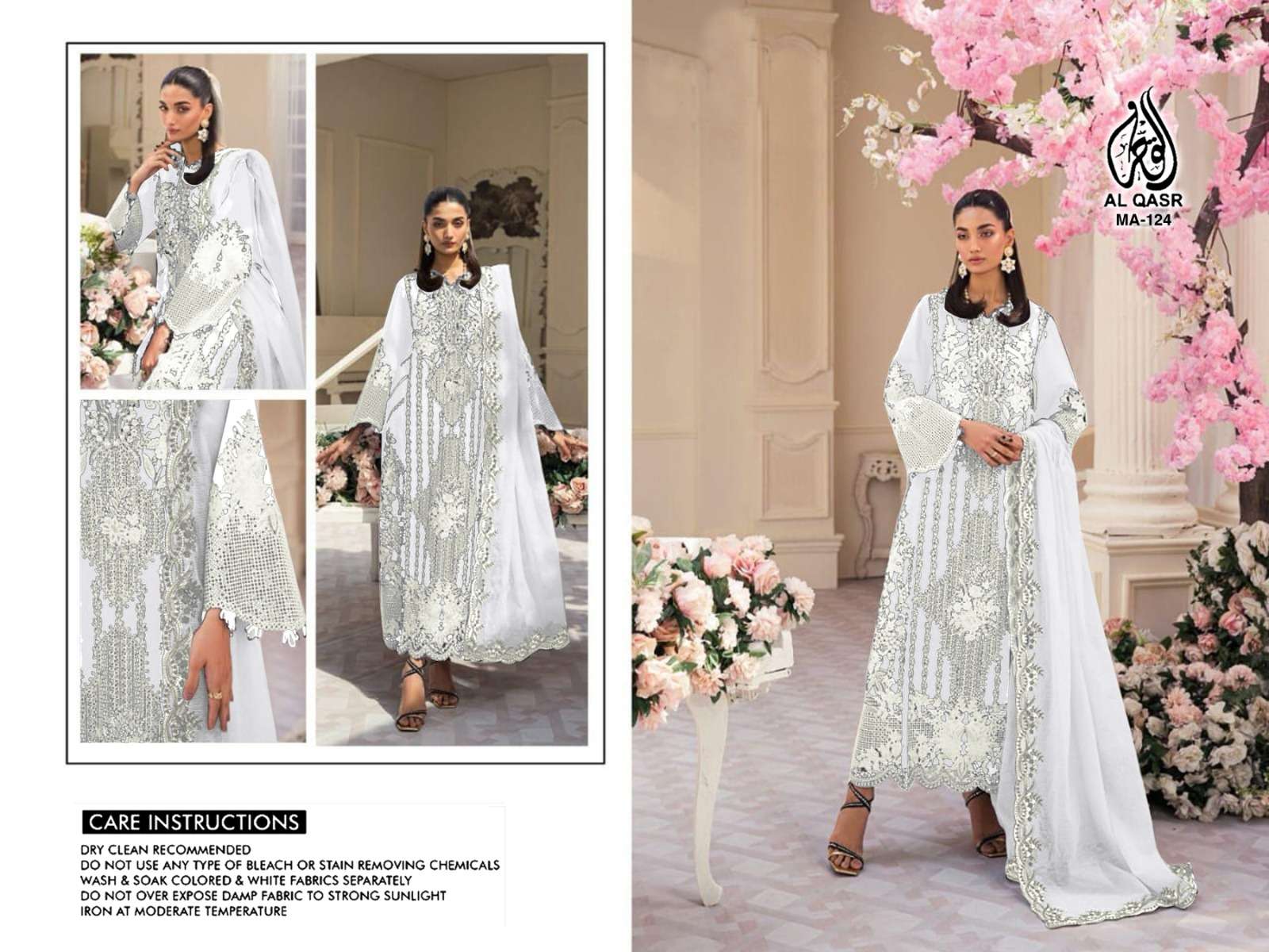 AL-QASR MA-124 CAMBRIC HEAVY EMBROIDERY PAKISTANI SUIT MATER...