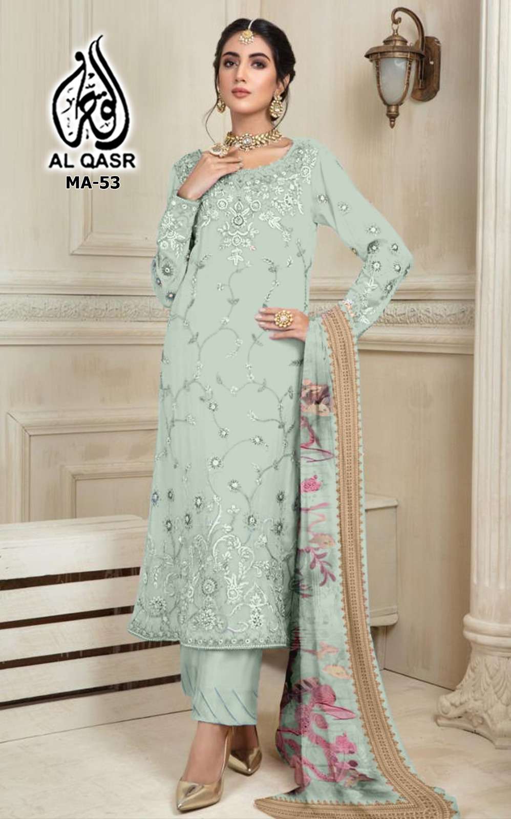 AL-QASA MA-53 TUNIC HEAVY EMBROIDERY FANCY KURTI SUIT WHOLES...