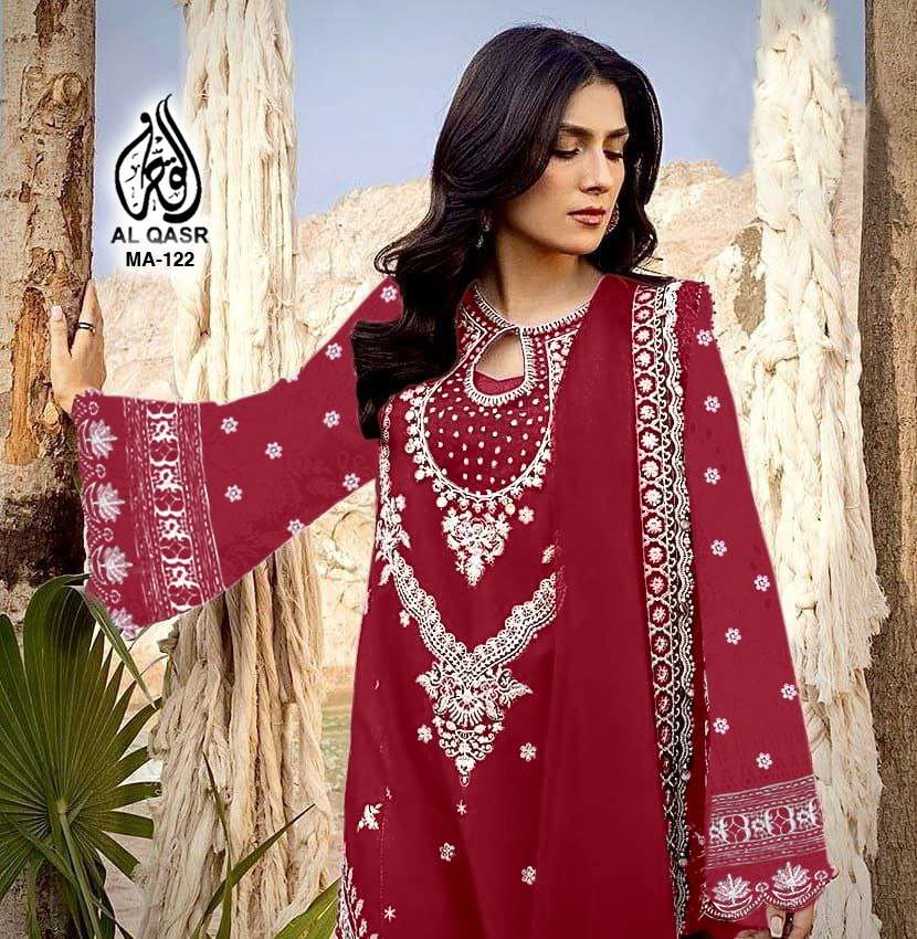 AL-QASR MA-122 RAYON COTTON WORK PARTY WEAR SUIT WHOLESALE I...