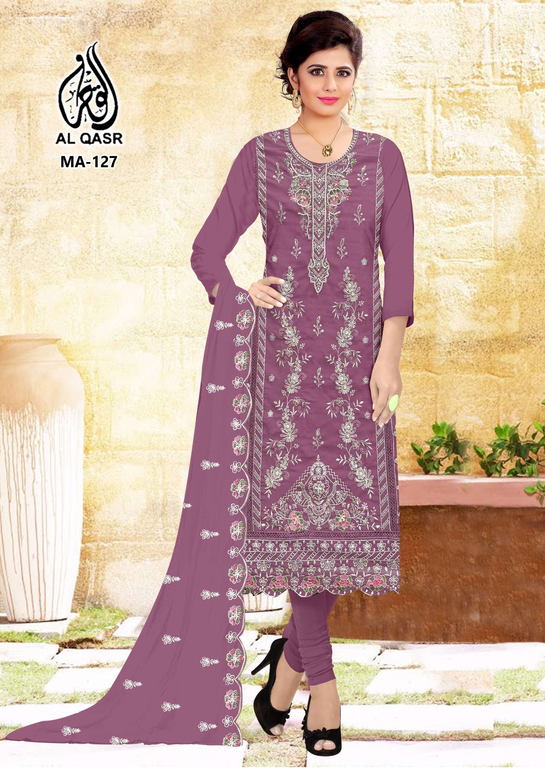 AL-QASR MA-127 HEAVY EMBROIDERY PAKISTANI WEDDING WEAR RESEL...