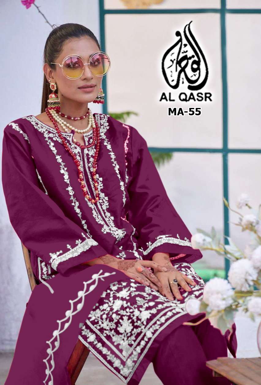 AL-QASR MA-55 ORGANZA BEAUTIFUL EMBROIDERY WORK SUIT DEALER ...