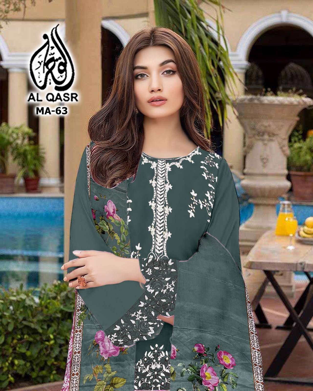 AL-QASR MA-63 DESIGNER STYLISH TUNIC HANDWORK SUIT DEALER IN...