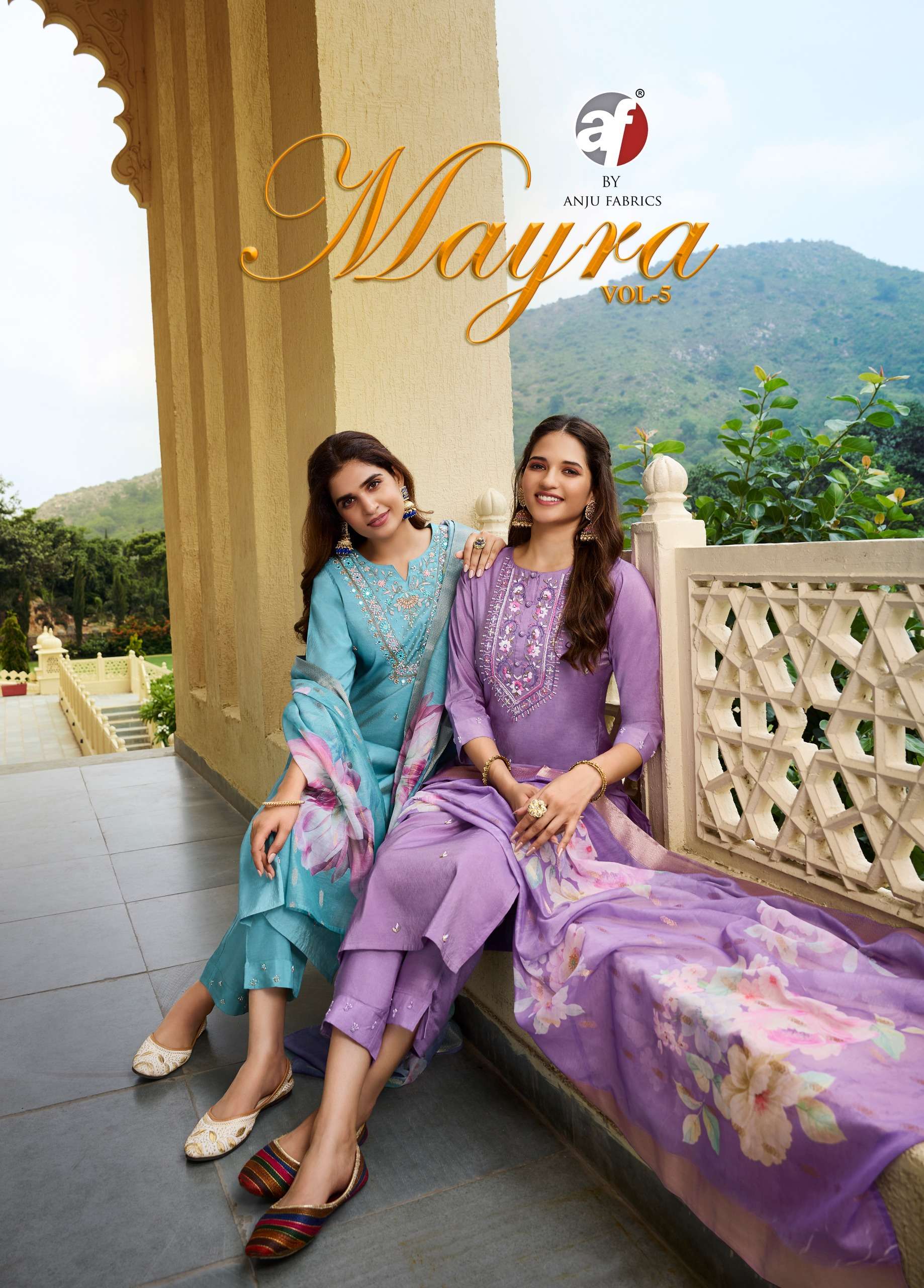 ANJU FABRICS MAYRA VOL-5 SHIMMER SILK DESIGNER SUIT DEALER I...