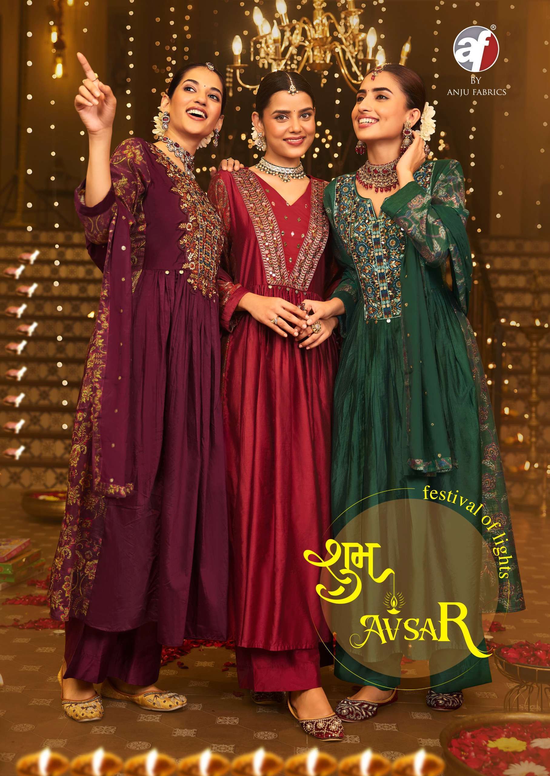 ANJU FABRICS SHUBH AVSAR 4061-4065 VISCOSE FESTIVAL DESIGNER...