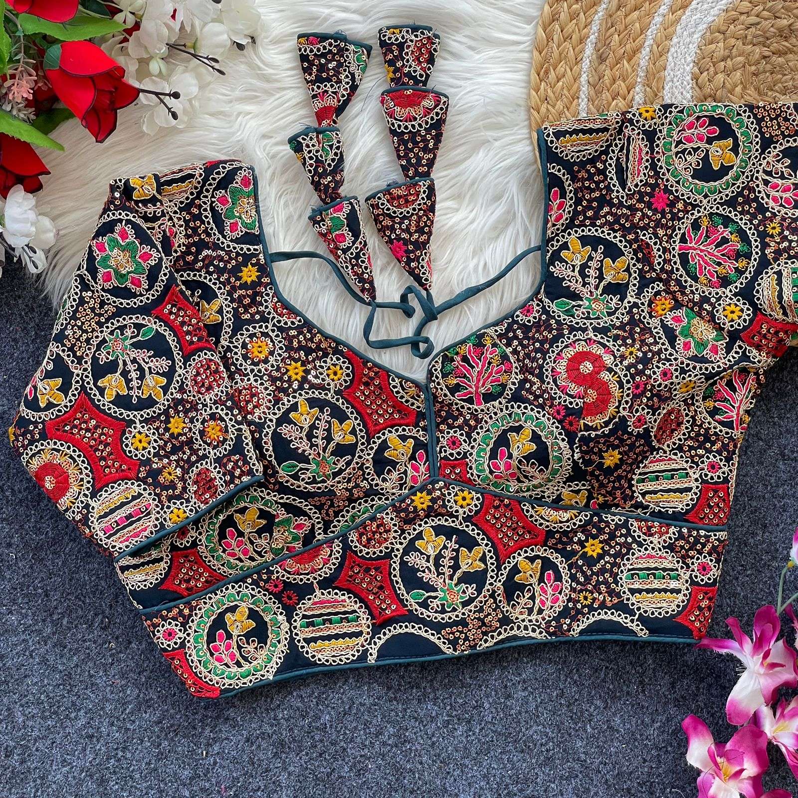 Beautiful sequence embroidery work Georgette fabric blouse s...